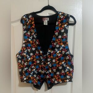 Vintage Men’s Mickey INC 100% Silk Vest Mickey‎ Goofy Donald. Size S/M.